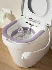 Foldable Sitz Bath With Rinsing Hose & Drain Hole, Wider Deeper Basin, Portable Soaking Tub For Hemorrhoid Relief, Postpartum Feminine Care, Home, Bathroom, Travel, Hospital, Maternity Daily Self‑Care Supplies - Multicolor - View 12