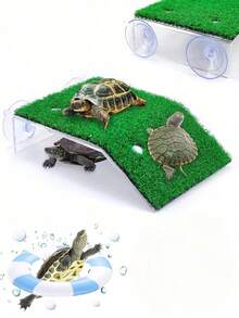 1 Set Of Turtle Rest And Back Platform, Turtle Terrace, With Simulated Grass-Turtle Ramp, Lawn Climbing Ladder, Turtle/Frog/Turtle Rest Terrace/Fish Tank Supplies, Aquarium Accessories, Turtle Supplies, Climbing Pet Supplies - Multicolor - View 13