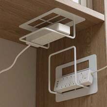 1pc Metal Frame Stable Support Socket, Hollow Back Panel For Heat Dissipation And Anti-Heat Accumulation, Hides Messy Wires. Compatible With Most Power Strips, Suitable For Desks, Cabinets, Tv Stands, Organizes Cables, Say Goodbye To Desktop Clutter. - One Size Fits All - View 7