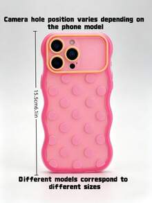 1PC Peach Pink Wavy Macaron Polka Dot Phone Case Compatible With IPhone 18/18 Pro/18 Pro Max Frosted Semi Transparent Matte Finish Shockproof Cover For Women Girls - Multicolor - View 6