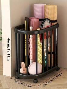 Wheeled Rolling Storage Organizer Basket, Open Grid Space-Saving Storage Box, Durable Easy-Clean Plastic Structure, Black & White Optional, For Yoga Mat Fitness Gear, Bathroom Laundry, Home & Office Storage - Multicolor - View 7