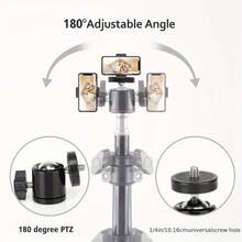 Teckwe 62.99inch Mobile Phone Bracket Phone Tripod And Selfie Stick, Expandable Phone Tripod Stand With Phone Holder, Compatible With Phone Android Phones - Black - View 6