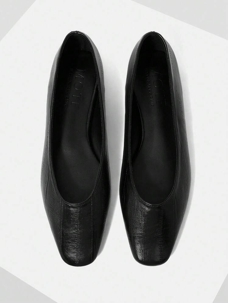 MOTF WOMEN'S SIMPLE AND VERSATILE SQUARE TOE FLATS FALL SHOES - Advanced Black - View 1
