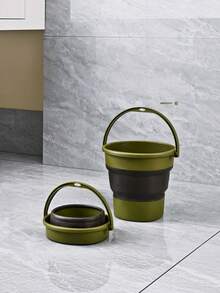 17LCollapsible Bucket With Handle, Portable Foldable Water Pail, Thickened Silicone Plastic Bucket For Household Cleaning, Camping, Fishing, Travel, Beach, Multi-Color Available - multicolor - View 6