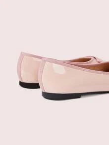 CUCCOO DOLLMOD Sepatu Balet Wanita Satin Ujung Bulat, Sepatu Kasual Sol Lembut dengan Pita - Berwarna merah muda - View 6