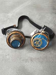 Vintage Steampunk Gear Goggles Retro Magnifying Lens Glasses Halloween Cosplay Party Costume Eyewear - one size fits all - View 4