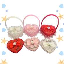 1PC Wedding Hand-Held Ring Box Lace Faux Pearl Ring Box Bow Small Flower Basket Flower Girl Hand-Held Heart-Shaped Ring Pillow Wedding Props - multicolor - View 11
