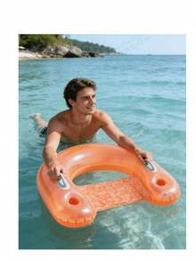 1pc Inflatable Water Sofa, Solid Color Minimalist Style, With Cup Holder And Handle Design, Suitable For Water, Swimming Pool, And Beach Theme Parties, Can Be Used As Water Leisure Seat - Multicolor - View 11