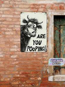 1pc Vintage Funny Yak Metal Tin Sign, Humorous Bathroom Wall Plaque With Pre-Drilled Holes, Waterproof Rustic Decor For Restroom Home, 12x8in - 1PC - View 1