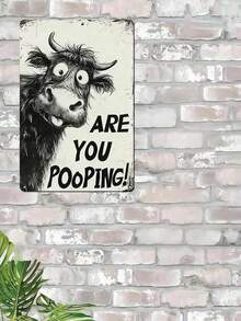 1pc Vintage Funny Yak Metal Tin Sign, Humorous Bathroom Wall Plaque With Pre-Drilled Holes, Waterproof Rustic Decor For Restroom Home, 12x8in - 1PC - View 7