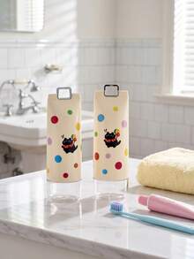 Joivida 1pc/2Pcs Portable Travel Toothbrush Holder Case, Wide Opening Toothpaste Toothbrush Storage Container, Drinking Cup With Metal Carry Clip, Cute Polka‑Dot Cat Design, For Travel Camping Home Bathroom Accessories - Multicolor - View 7