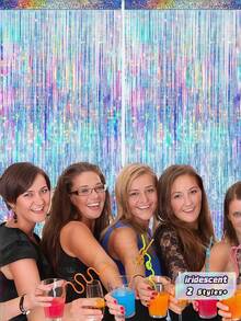 1/2Pcs Iridescent Foil Fringe Curtain, Shimmering Party Backdrop, Disco‑Themed Photo Booth Prop For Birthday Wedding Bachelorette Valentine New Year Decor - Gradient - View 1