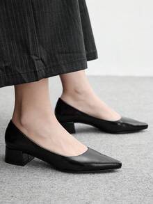 CUCCOO BIZCHIC 女款尖頭高跟鞋，優雅大方，休閒簡約舒適，職場通勤氣質，時尚百搭 - 亮黑色 - 查看 5