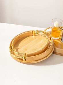 Bamboo Tea Tray, Japanese Tea Tray, Storage Tray, Decorative Tray, Very Suitable For Parties, Breakfast, Lunch And Dinner, Home Dining Table Decoration. Birthday Party Tray, Wedding Engagement Party Tray, Gift Dispenser Tray - log color - View 11