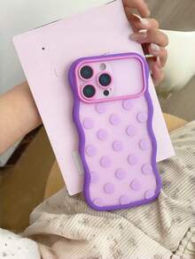 1PC Purple Wavy Macaron Polka Dot Phone Case Compatible With IPhone 18 18 Pro 18 Pro Max Frosted Semi Transparent Matte Finish Shockproof Cover For Women Girls - Multicolor - View 2