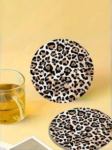 Set Tatakan Gelas Keramik Motif Leopard, Tatakan Minuman Anti Selip yang Menyerap Cairan untuk Cangkir, Alas Meja Tahan Panas untuk Mug Kopi, Dekorasi Dapur Minimalis Gaya Skandinavia - MultiWarna - View 2