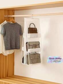 Cloth Double Sided Wall Mount Door Hanging Storage Bag With Hooks Space Saving Multi Pocket For Purses Bags For Closet Dormitory Entryway Home Office Organizer - Multicolor - View 1