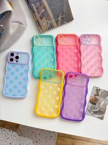 1PC Purple Wavy Macaron Polka Dot Phone Case Compatible With IPhone 18 18 Pro 18 Pro Max Frosted Semi Transparent Matte Finish Shockproof Cover For Women Girls - Multicolor - View 6