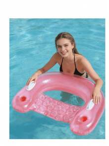 1pc Inflatable Water Sofa, Solid Color Minimalist Style, With Cup Holder And Handle Design, Suitable For Water, Swimming Pool, And Beach Theme Parties, Can Be Used As Water Leisure Seat - Multicolor - View 12