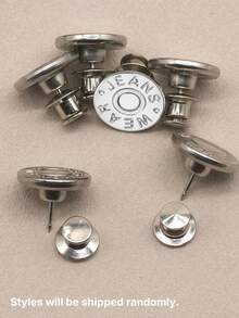 2/4/6/8/10/12pcs Jeans Replacement Buttons, Detachable Tower Buttons For Waist Size Adjustment, No Sew Silver Metal Button For Jeans Skirt Pants, Easy DIY Install Tool-Free, Sturdy Denim Button Fixing Kit - Style 24 - View 9