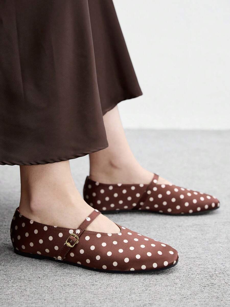 CUCCOO BIZCHIC Women's Fashion Commuter Versatile Simple Casual Foot Strap Mary Jane Flat Shoes Fall Shoes - Brown. - View 1