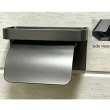 1 Set Wall Mounted Toilet Paper Holder - Self-Adhesive, Large Roll Size, Gray/Black With Shelf, Suitable For Bathroom, Suitable For Various Bathroom Styles - Simple Atmosphere No-Punch Restroom Wall Mounted Tissue Holder Bathroom Decor Fall Decor - 1set - View 13