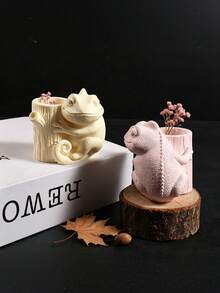 2/1件創意蜥蜴樹樁裝飾矽膠模具，手工DIY香氛石膏蠟燭台浸漬鑄造手工工具，適用居家桌面裝飾 - 多色 - 查看 3