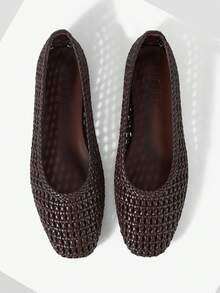MOTF WOMEN BRAID SQUARE TOE FLATS - coffee color - View 1