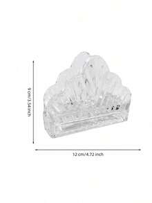 Haus Hana 1Pc Clear Embossed Glass Napkin Holder, Vintage Crystal Style Fan Shell Tissue Paper Rack, Transparent Tabletop Napkin Storage Stand For Dining Table, Kitchen Counter, Bathroom Vanity, Restaurant, Cafe, Wedding Party, Home Decor Gift - Multicolor - View 11