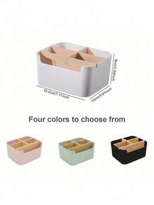 1pc Bamboo Desk Organizer With 5 Compartments, High Quality Moisture-Proof Storage Box For Office Supplies, Pen Holder, Bathroom Cosmetic Storage Box, Living Room Multipurpose Rack, Jewelry Storage Box For Earrings And Rings, Household Storage & Organization Product, Suitable For Placement On Desks, Cabinets, Dressing Tables, Dorm Desks Back To School - Multicolor - View 12