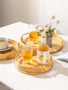 Bamboo Tea Tray, Japanese Tea Tray, Storage Tray, Decorative Tray, Very Suitable For Parties, Breakfast, Lunch And Dinner, Home Dining Table Decoration. Birthday Party Tray, Wedding Engagement Party Tray, Gift Dispenser Tray - log color - View 10