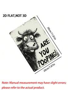 1pc Vintage Funny Yak Metal Tin Sign, Humorous Bathroom Wall Plaque With Pre-Drilled Holes, Waterproof Rustic Decor For Restroom Home, 12x8in - 1PC - View 3