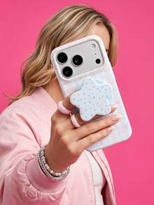 ShellaStory Sweet Dream Star Pattern + Light Star Island Magnetic Stand Star Pattern Magnetic Stand Compatible With Apple 18PM Soft Case Film Phone 16 Phone Case 15 Gentle Wind Girl, Creative, Simple Style, Fresh Style, Collage Style, Niche, Ins Style - Pink White - View 2