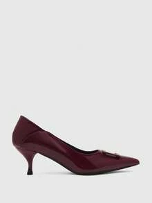 CUCCOO BIZCHIC 女款方扣尖頭優雅簡約舒適通勤時尚高跟鞋 正式場合穿著 - 復古暗紅色 - 查看 2