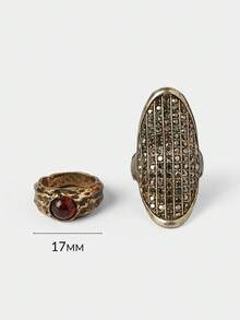 Noxbound Retro Old Money Wind Joint Ring Two-Piece Combination - Ancient gold - View 9