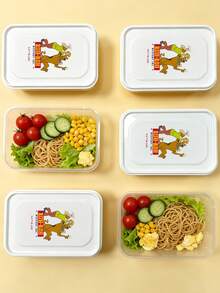 SCOOBY-DOO X SHEIN Scooby‑Doo Food Storage Containers 3 Packs 1000ML, Leak‑Proof Reusable Stackable Rectangular Storage Boxes With Printed Lid, For Meal Prep, Leftovers, Refrigerator & Pantry Organization - Multicolor - View 6