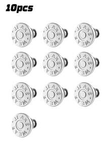 2/4/6/8/10/12pcs Jeans Replacement Buttons, Detachable Tower Buttons For Waist Size Adjustment, No Sew Silver Metal Button For Jeans Skirt Pants, Easy DIY Install Tool-Free, Sturdy Denim Button Fixing Kit - Style 24 - View 14