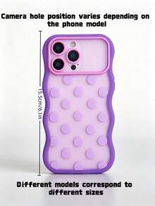 1PC Purple Wavy Macaron Polka Dot Phone Case Compatible With IPhone 18 18 Pro 18 Pro Max Frosted Semi Transparent Matte Finish Shockproof Cover For Women Girls - Multicolor - View 4