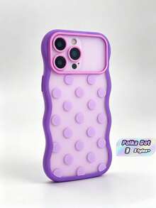 1PC Purple Wavy Macaron Polka Dot Phone Case Compatible With IPhone 18 18 Pro 18 Pro Max Frosted Semi Transparent Matte Finish Shockproof Cover For Women Girls - Multicolor - View 1