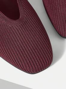 MOTF PREMIUM WOMEN SQUARE TOE BUCKLE STRAP FLATS FOR CHRISTMAS - Burgundy - View 5