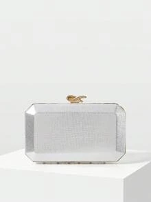 MOTF LADIES FASHION PEARL DIAMOND SILVER DINNER CLUTCH FOR PARTIES, CHRISTMAS, NEW YEAR GIFTS, WEDDINGS, DRESS MATCHING - Silver - View 4