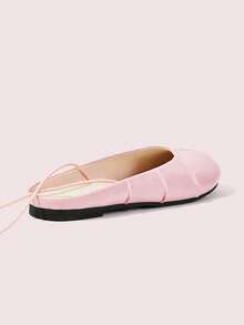 CUCCOO DOLLMOD Women's Thin Ankle Wrap Lace Up Strap Split Toe Tabi Flat Elegant Light Pink Ballet Flats - Pink - View 4