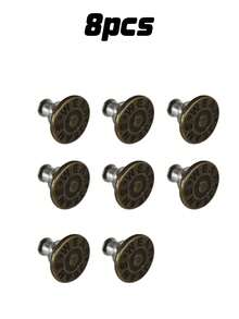 2/4/6/8/10/12pcs Jeans Replacement Buttons, Detachable Tower Buttons For Waist Size Adjustment, No Sew Silver Metal Button For Jeans Skirt Pants, Easy DIY Install Tool-Free, Sturdy Denim Button Fixing Kit - Style 1 - View 12