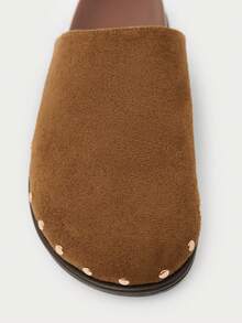 Nöista Modern Suede Loafers, Rich Brown Finish, Rounded Silhouette, Metal Rivet Trim And Easy Slip-On Design. Fall Shoes - dark brown - View 8