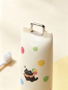 Joivida 1pc/2Pcs Portable Travel Toothbrush Holder Case, Wide Opening Toothpaste Toothbrush Storage Container, Drinking Cup With Metal Carry Clip, Cute Polka‑Dot Cat Design, For Travel Camping Home Bathroom Accessories - Multicolor - View 8