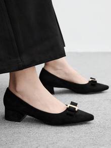 CUCCOO BIZCHIC 女款基礎通勤約會粗跟休閒高跟鞋 - 漆黑色 - 查看 5