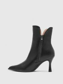 CUCCOO BIZCHIC Women's Black Short Ankle Boots With V-Pointed Toe, Fine Heel, And Versatile Design For Autumn/Winter Commuting, Dates, And Daily Wear - Black - View 9