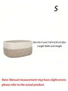 1PC Minimalist Woven Storage Basket, Boho Geometric Rattan Bin For Home & Garden Decor, Bathroom & Cosmetic Storage, Natural Wooden Plant Pot Holder, Bohemian Rope Basket For Sundries, Stationery, Office & Outdoor Use - View 13