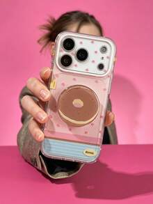 ShellaStory Niche Food Tomato Compatible With Apple 17 Pm Phone Case 16 Transparent 14 Soft Case 15 Side 13 Creative Personalized, Creativity, Geometry, Simple Style, Fresh Style, Clash Style, Niche, Ins Style - Pink - View 2