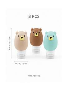 Joivida 3pcs Bear Shaped Refillable Bottles, Silicone Refillable Bottles, Cosmetics/Shampoo/Body Wash Storage Bottles, Multifunctional & Portable, Soft Material, Cute Style, Suitable For Home Use & Travel - multicolor - View 7